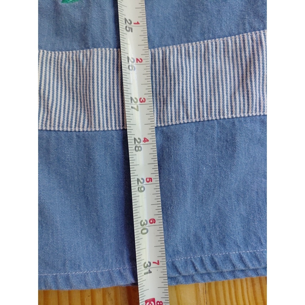 Vintage 90's Embroidered Striped Trim Demin Cottagecore Midi Skirt Cotton 16 - Picture 8 of 10